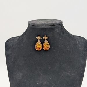 Chico's Gold and Orange Teardrop Earrings